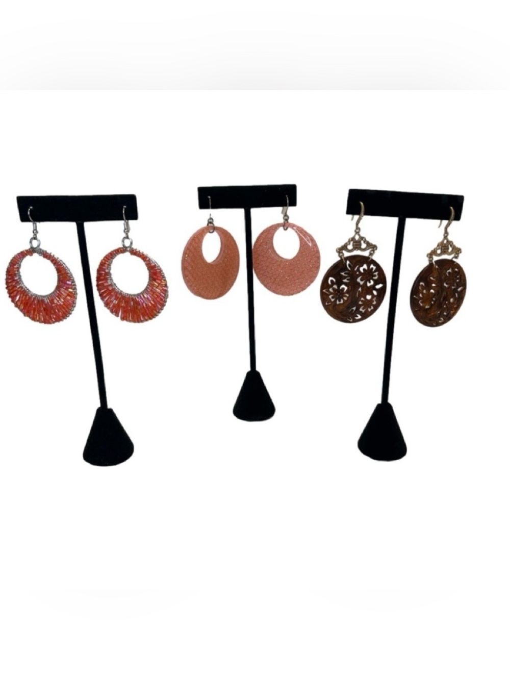 Dangle Hook Style Lucite Acrylic Large Earrings Lot of 3
